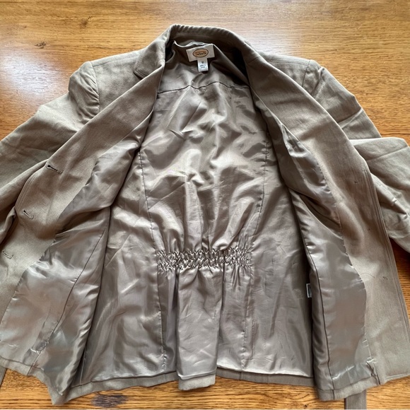 ⭐️ Talbots Italian Linen Woven Military Safari Belted Jacket Cinched Back Sz 10 - Picture 11 of 15